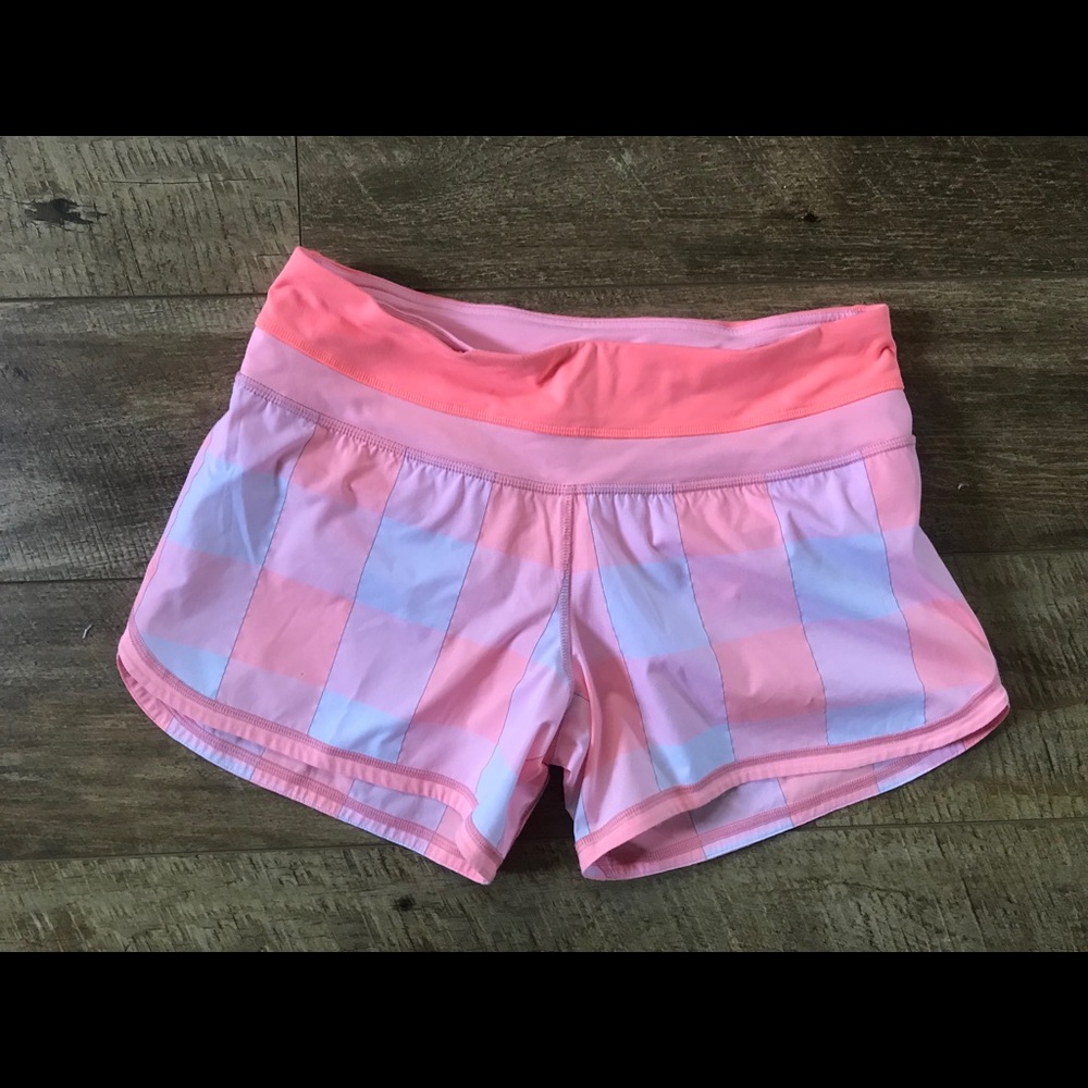 Lululemon Gingham Bleached coral Groovy Run Short